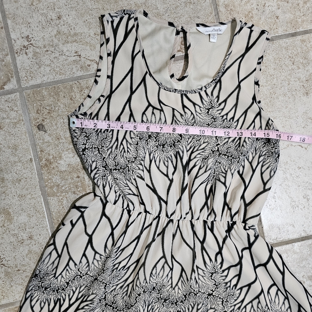 Charming Charlie Womens Small Dress Black Cream Y2K Abstract Mini Elevated Boho - Picture 6 of 7
